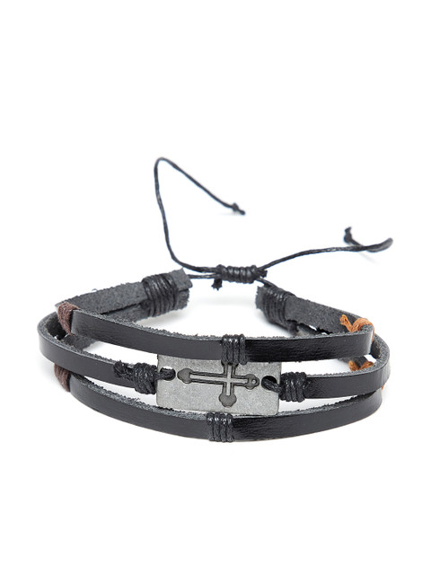 

Alvaro Castagnino Men Black Leather Wraparound Bracelet