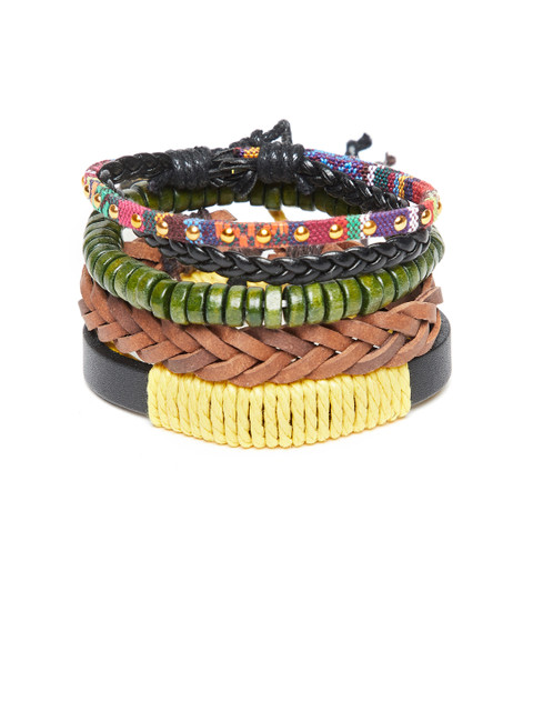 

Alvaro Castagnino Men Set of 4 Leather Wraparound Bracelet, Multi