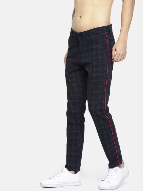 

Moda Rapido Men Navy Blue Regular Fit Checked Regular Trousers