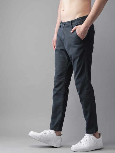 

Moda Rapido Men Blue Regular Fit Self Design Chinos