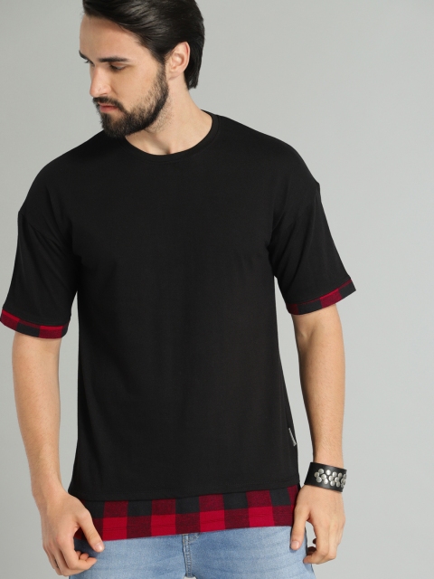 

Roadster Men Black Solid Round Neck T-shirt