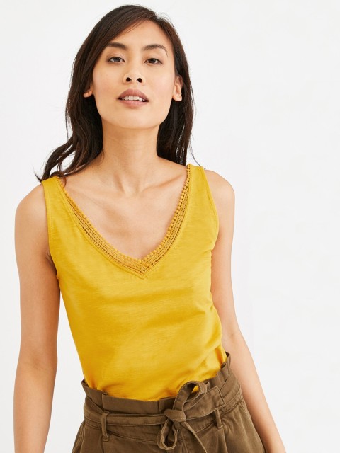 

promod Women Mustard Yellow Solid Top