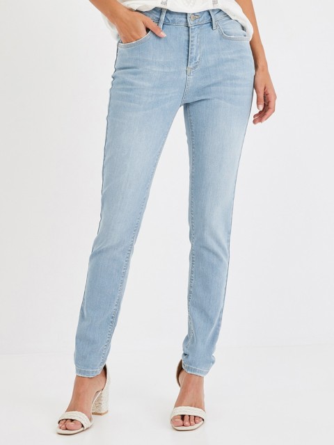 

promod Women Blue Slim Fit Mid-Rise Clean Look Stretchable Jeans