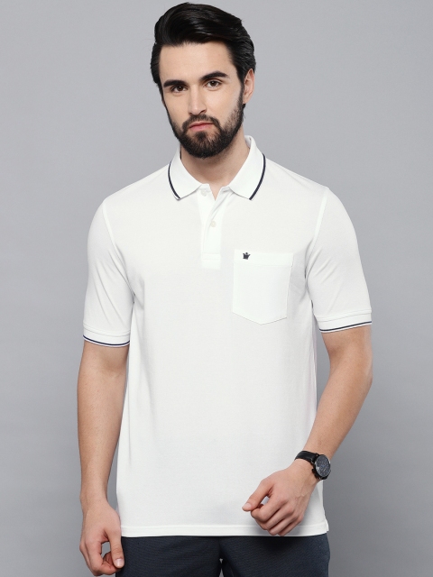 

Louis Philippe Men White Solid Polo Collar T-shirt