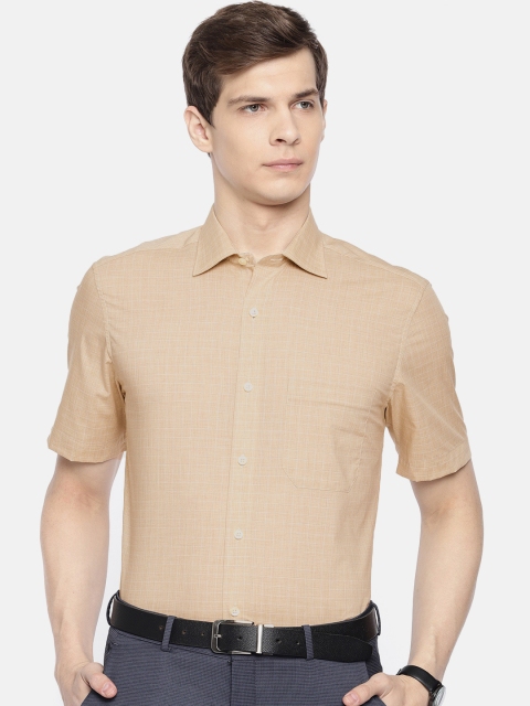 

Louis Philippe Men Beige & Off-White Classic Fit Checked Formal Shirt