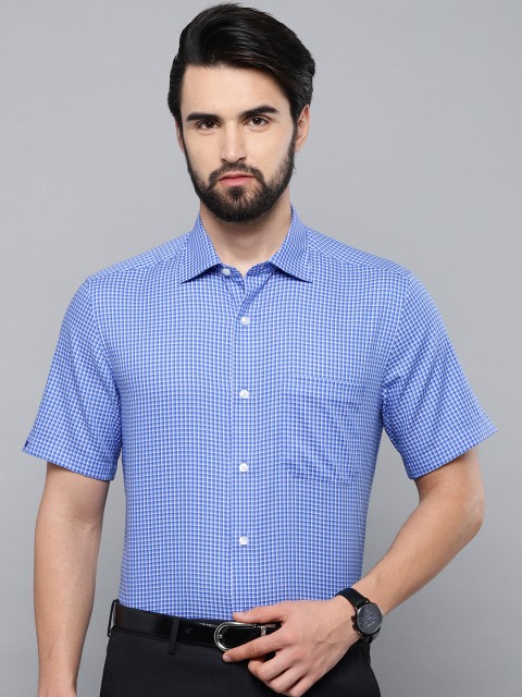

Louis Philippe Men Blue & White Classic Fit Checked Formal Shirt