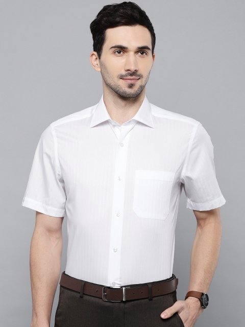 

Louis Philippe Men White Regular Fit Striped Formal Shirt