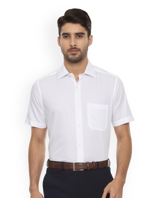 

Louis Philippe Men White Regular Fit Striped Formal Shirt