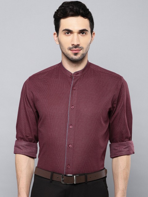 

Louis Philippe Men Red Classic Slim Fit Self Design Formal Shirt