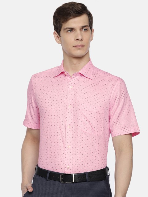 

Louis Philippe Men Pink Classic Fit Printed Formal Shirt