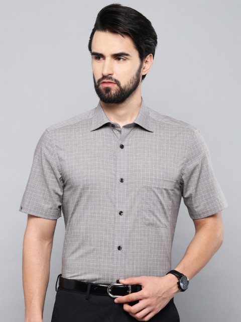 

Louis Philippe Men Grey & White Classic Fit Checked Formal Shirt
