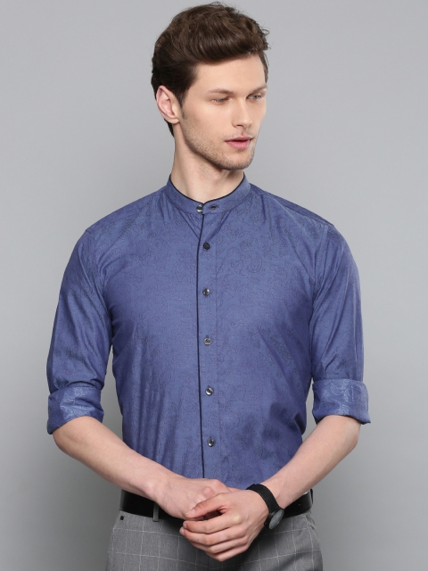 

Louis Philippe Men Blue Slim Fit Self-Design Formal Shirt
