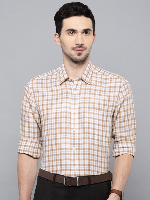 

Louis Philippe Men Brown & White Slim Fit Checked Formal Shirt