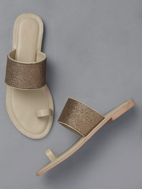 

Anouk Women Gold-Toned Embellished One Toe Flats