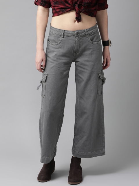 

Roadster Women Grey Regular Fit Solid Cargos