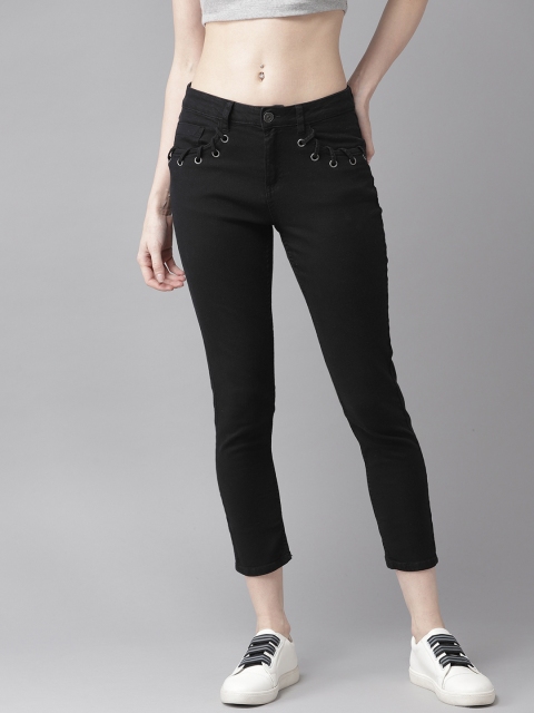 

Roadster Women Black Regular Fit Solid Regular Trousers