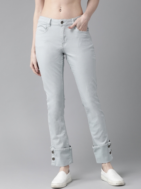 

Roadster Women Blue Solid Regular Fit Regular Trousers