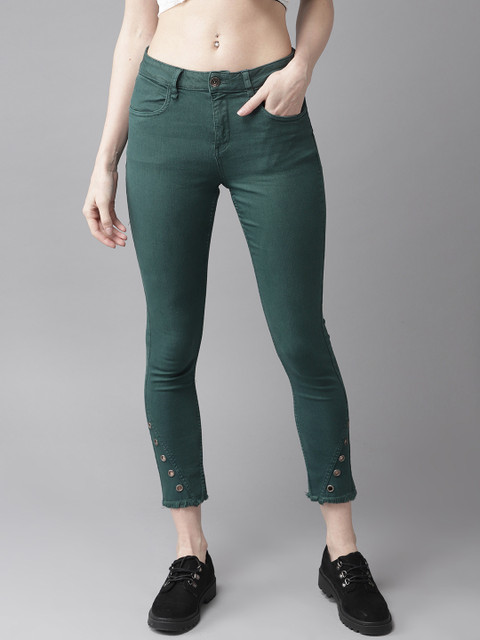 

Roadster Women Teal Regular Fit Solid Regular Trousers