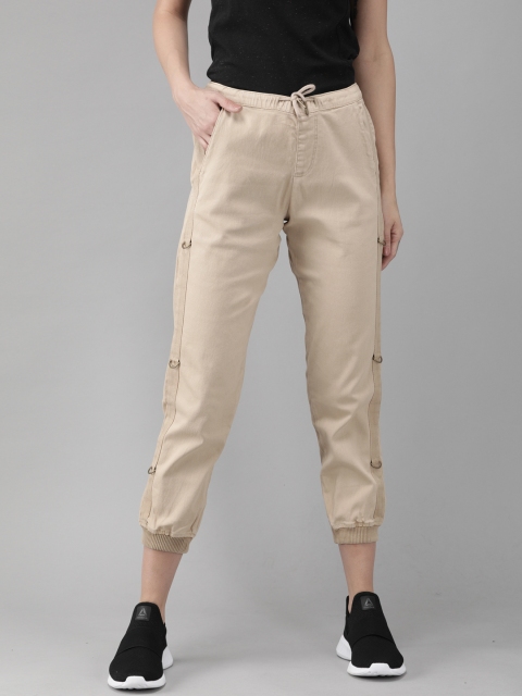 

Roadster Women Beige Regular Fit Solid Three-fourth Joggers