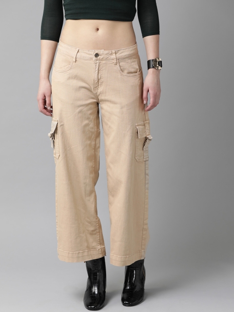 

Roadster Women Beige Regular Fit Solid Cargos
