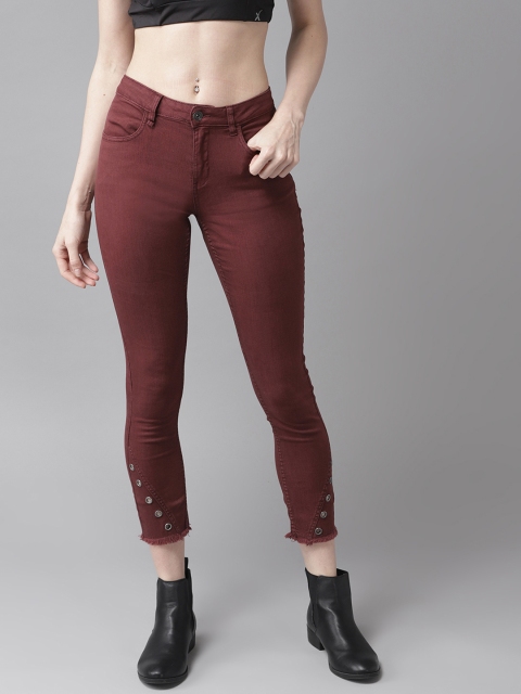 

Roadster Women Maroon Regular Fit Solid Regular Trousers