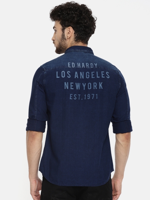 

Ed Hardy Men Blue Regular Fit Printed Casual Shirt