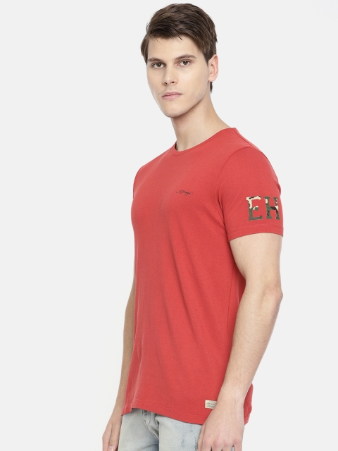 

Ed Hardy Men Red Solid Round Neck Pure Cotton T-shirt