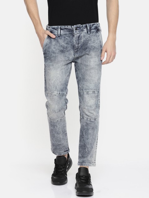 

Ed Hardy Men Blue Slim Fit Mid-Rise Clean Look Stretchable Acid Wash Cropped Jeans