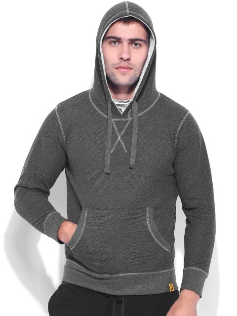 

Campus Sutra Charcoal Grey Hooded Sweatshirt