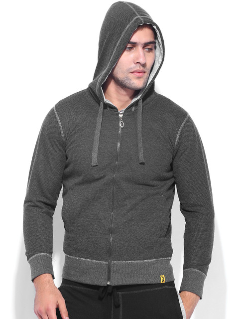 

Campus Sutra Charcoal Grey Hooded Sweatshirt
