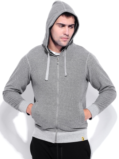

Campus Sutra Grey Hooded Sweatshirt