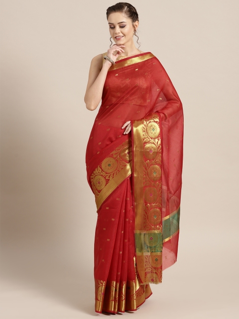 

Chhabra 555 Red & Golden Handloom Woven Design Banarasi Saree