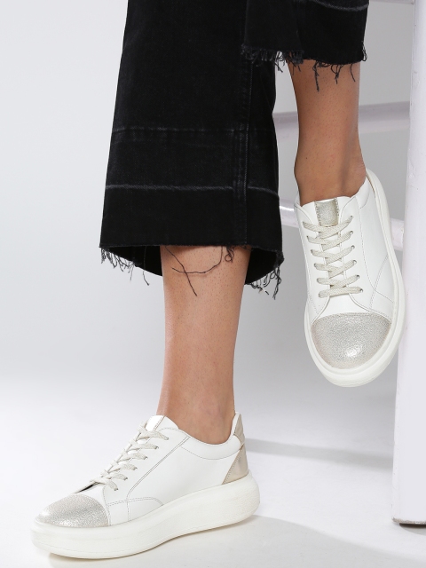 

CORSICA Women White & Gold-Toned Colourblocked Sneakers