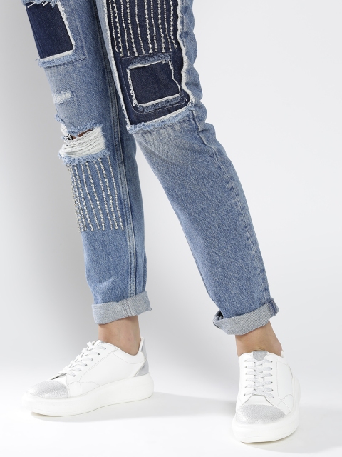 

CORSICA Women White & Silver-Toned Colourblocked Sneakers