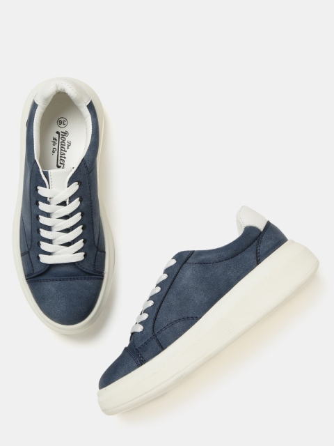 

Roadster Women Navy Blue Solid Flatform Sneakers