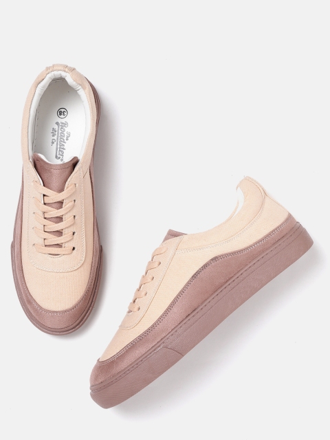 

The Roadster Lifestyle Co Women Peach-Coloured & Mauve Colourblocked Sneakers