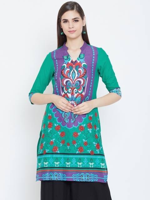 

AASK Women Multicoloured Printed Straight Kurti, Green