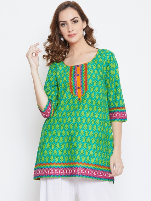 

AASK Women Green Printed Straight Kurti