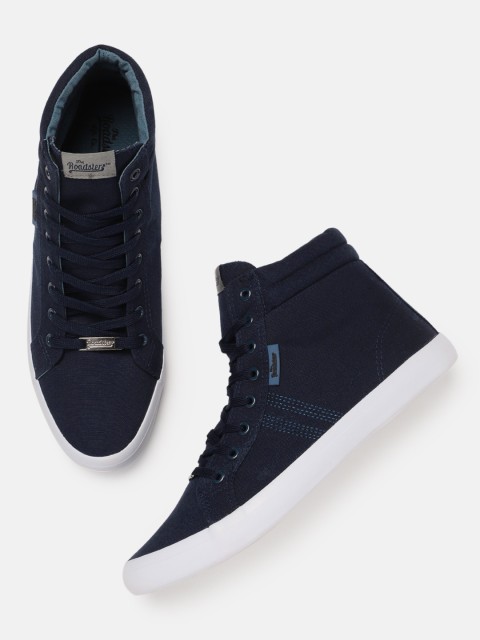 

Roadster Men Navy Blue Solid Mid-Top Sneakers
