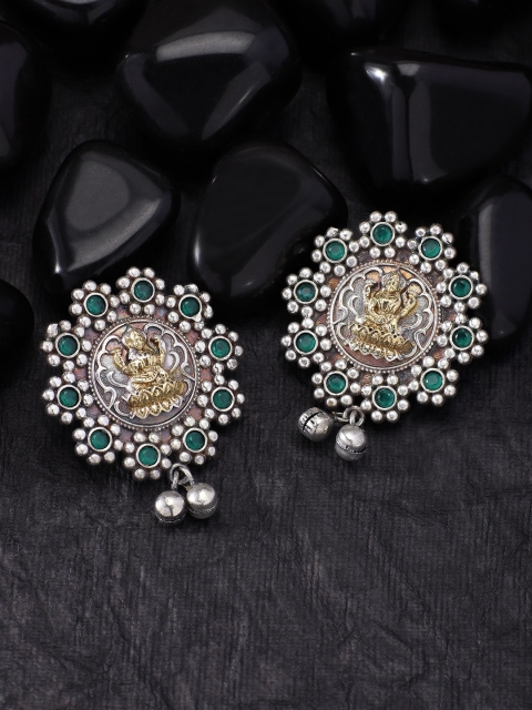 

Peora Silver-Toned & Green Classic Studs