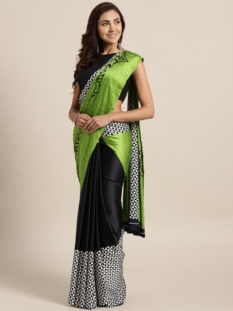 

KALINI Green & Black Printed Saree