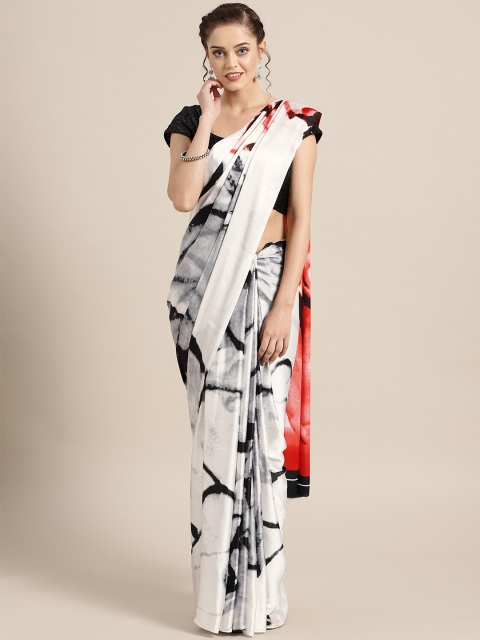 

Rajesh Silk Mills White & Black Printed Saree