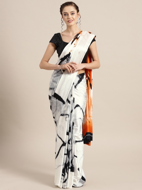 

Rajesh Silk Mills White & Black Printed Saree
