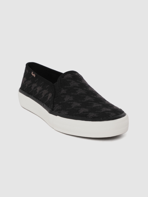 

Keds Women Black & Charcoal Grey Houndstooth Woven Design Slip-On Sneakers