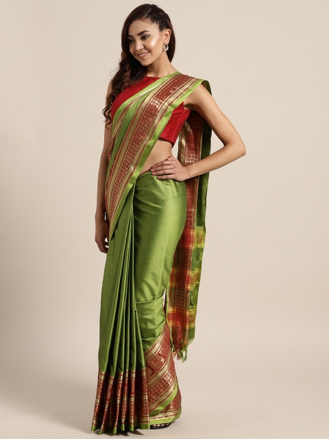 

Rajesh Silk Mills Green Solid Saree