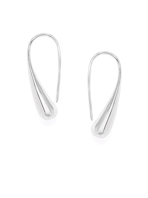 

Peora Silver-Toned & Silver-Toned Contemporary Drop Earrings