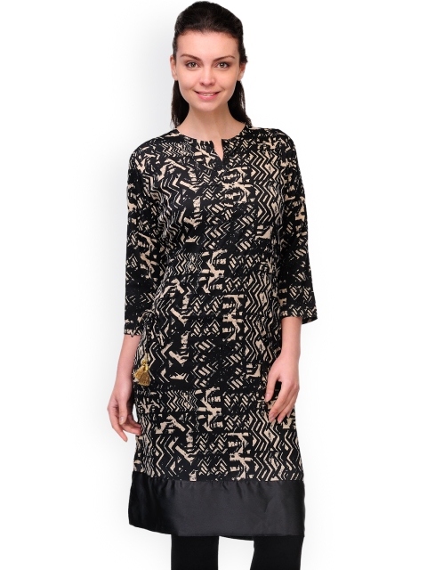 

Cenizas Black & Beige Printed Kurta