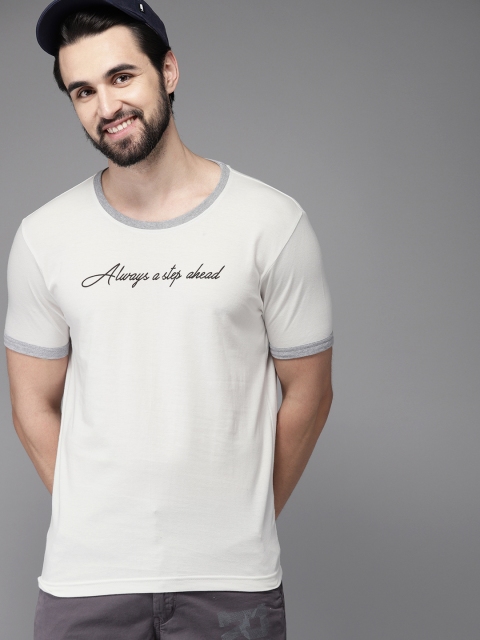 

HERE&NOW Men White Printed Round Neck T-shirt