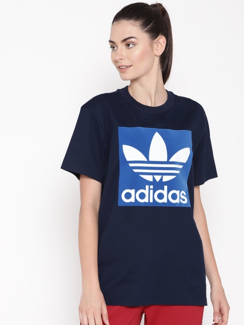 

ADIDAS Originals Women Navy Blue Printed Boyfriend T-shirt