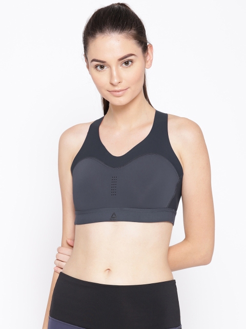

Reebok Charcoal Grey PureMove Solid Non-Wired Lightly Padded Studio Bra EB8182